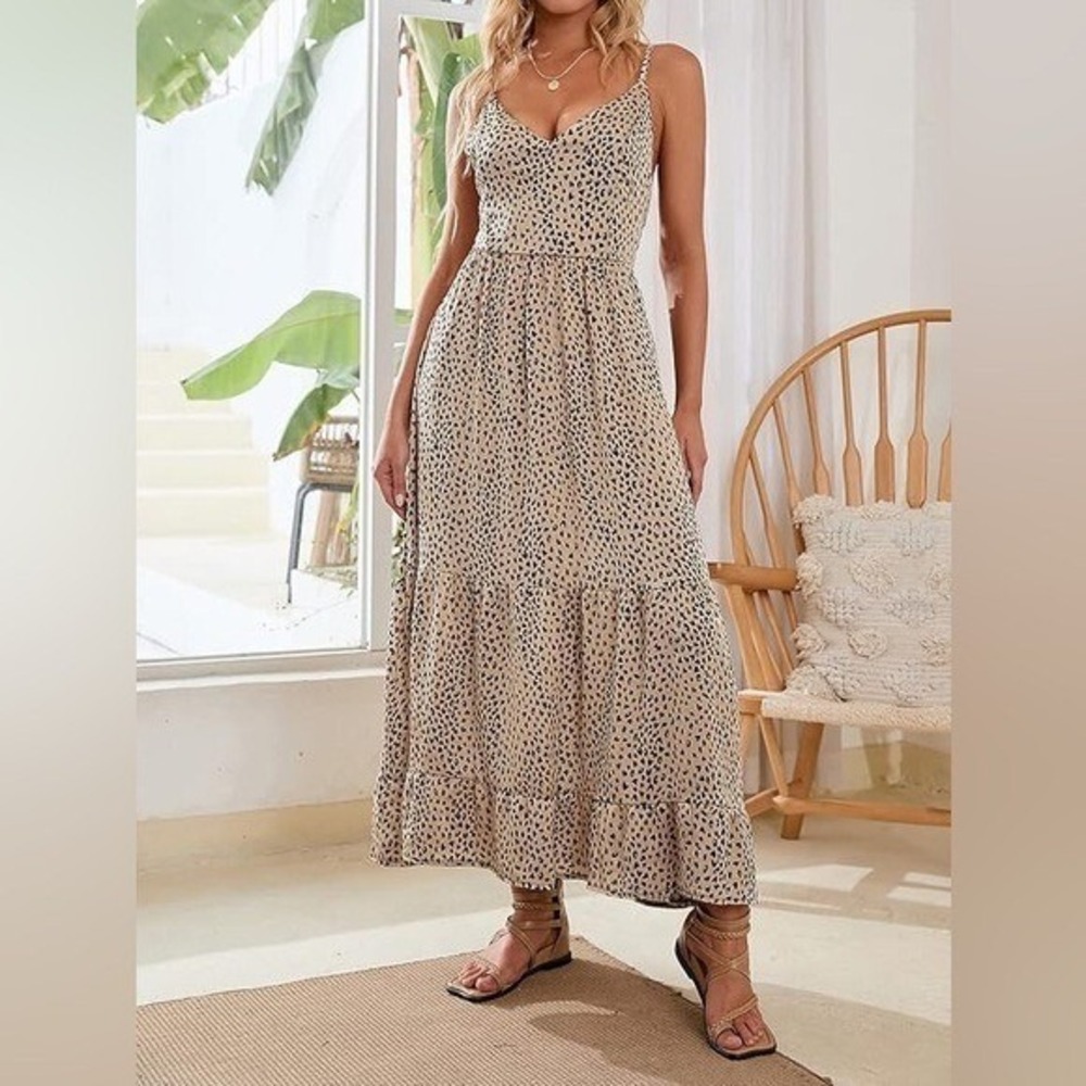 Cupshe Animal Print Slip Dress Womens Small Beach Coverup Glam Vacation Resort
